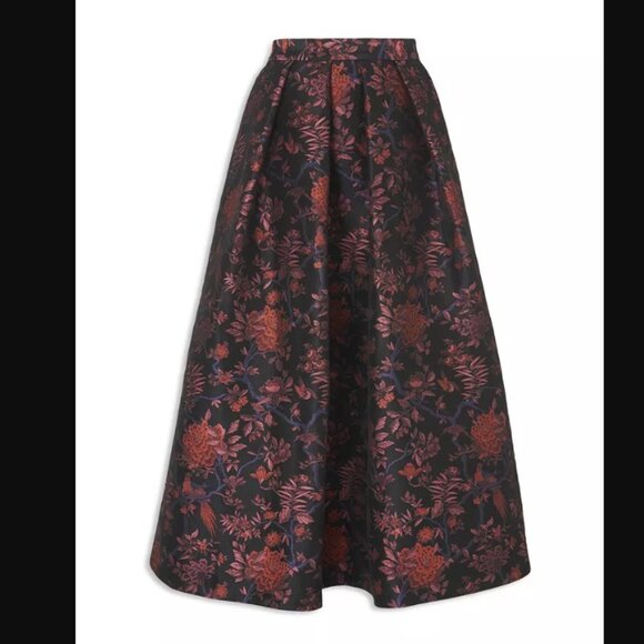 L.K.BENNETT Delysia FLORAL Jacquard MIDI Skirt w/ Pockets A-Line NWOT! Sz US 10 - Picture 4 of 8
